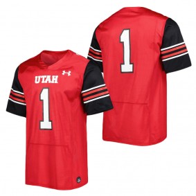 #1 Utah Utes Under Armour Team Wordmark Replica Football Jersey Red