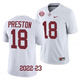 Alabama Crimson Tide Shazz Preston Jersey 2022-23 College Football White #18 Men's Shirt