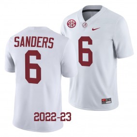 Alabama Crimson Tide Trey Sanders Jersey 2022-23 College Football White #6 Men's Shirt