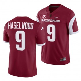 Arkansas Razorbacks Jadon Haselwood Jersey 2022-23 College Football Cardinal #9 Game Men's Shirt