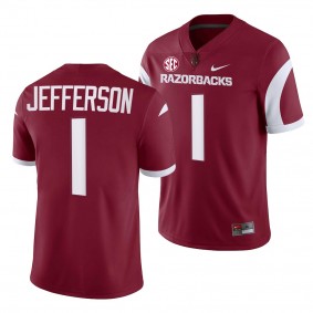 Arkansas Razorbacks KJ Jefferson Jersey 2022-23 College Football Cardinal #1 Game Men's Shirt