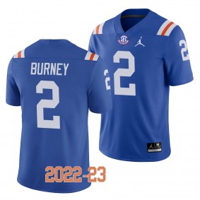 Florida Gators Amari Burney College Football Jersey #2 Blue 2022-23 Throwback Uniform