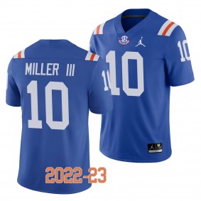 Florida Gators Jack Miller III College Football Jersey #10 Blue 2022-23 Throwback Uniform