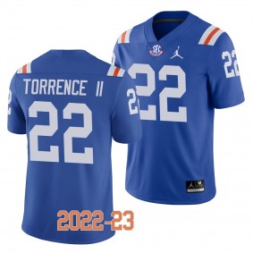 Florida Gators Rashad Torrence II College Football Jersey #22 Blue 2022-23 Throwback Uniform