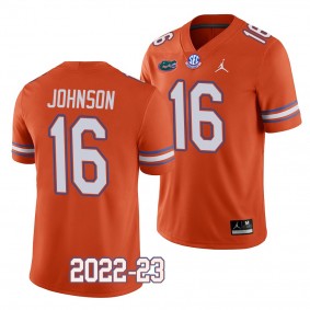 Florida Gators #16 Tre'Vez Johnson 2022-23 College Football Orange Replica Jersey Men's
