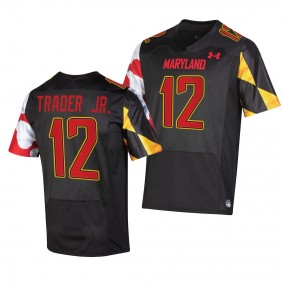 Dante Trader Jr. Maryland Terrapins 2022-23 College Football Replica Jersey Men's Black #12 Uniform