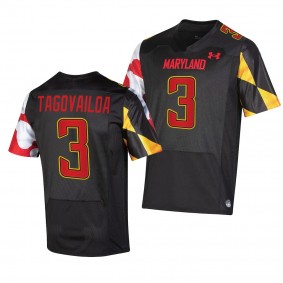 Taulia Tagovailoa Maryland Terrapins 2022-23 College Football Replica Jersey Men's Black #3 Uniform