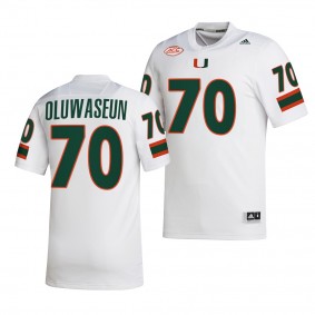 Justice Oluwaseun Miami Hurricanes #70 White Jersey 2022-23 College Football Men's NIL Replica Uniform