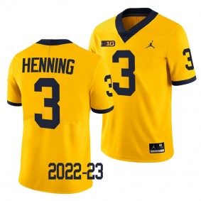 A.J. Henning Michigan Wolverines #3 Maize Jersey 2022-23 College Football Men's Limited Uniform