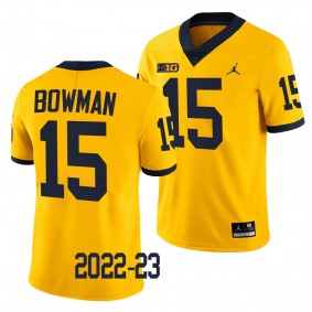 Alan Bowman Michigan Wolverines #15 Maize Jersey 2022-23 College Football Men's Limited Uniform