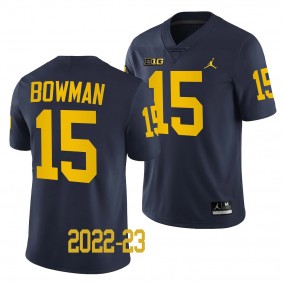 Michigan Wolverines #15 Alan Bowman 2022-23 College Football Navy Game Jersey Men's