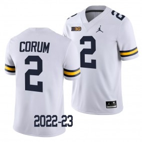 Michigan Wolverines Blake Corum Jersey 2022-23 College Football White #2 Game Men's Shirt