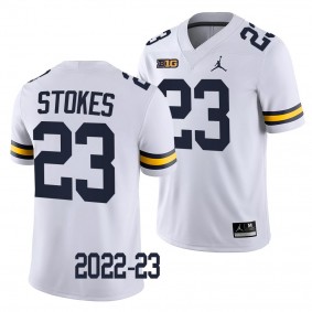 Michigan Wolverines C.J. Stokes Jersey 2022-23 College Football White #23 Game Men's Shirt