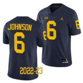 Michigan Wolverines #6 Cornelius Johnson 2022-23 College Football Navy Game Jersey Men's