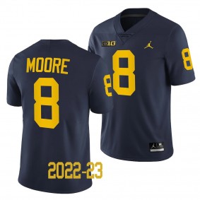 Michigan Wolverines #8 Derrick Moore 2022-23 College Football Navy Game Jersey Men's