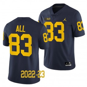 Michigan Wolverines #83 Erick All 2022-23 College Football Navy Game Jersey Men's