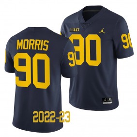 Michigan Wolverines #90 Mike Morris 2022-23 College Football Navy Game Jersey Men's