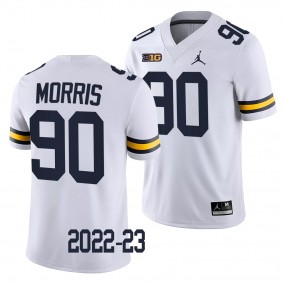 Michigan Wolverines Mike Morris Jersey 2022-23 College Football White #90 Game Men's Shirt