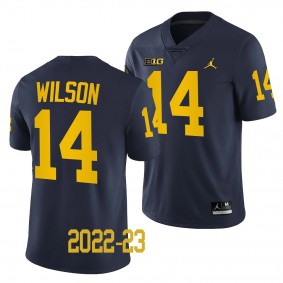 Michigan Wolverines #14 Roman Wilson 2022-23 College Football Navy Game Jersey Men's