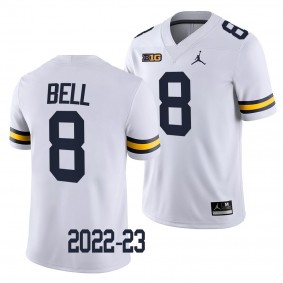 Michigan Wolverines Ronnie Bell Jersey 2022-23 College Football White #8 Game Men's Shirt