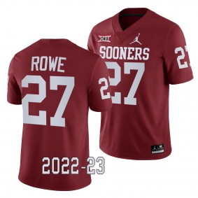 Oklahoma Sooners Jayden Rowe College Football Jersey #27 Crimson 2022-23 Game Uniform
