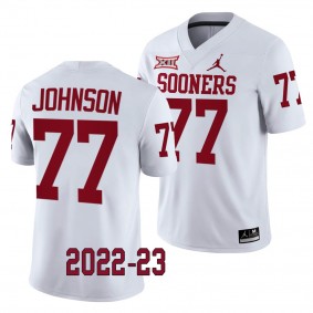 Jeffery Johnson Oklahoma Sooners 2022-23 College Football Game Jersey Men's White #77 Uniform