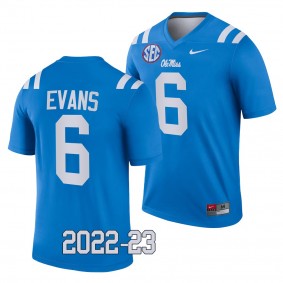 Zach Evans Ole Miss Rebels 2022-23 College Football Legend Jersey Men's Powder Blue #6 Uniform