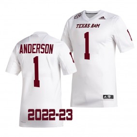 Texas A&M Aggies Bryce Anderson Jersey 2022-23 College Football White #1 Men's Shirt