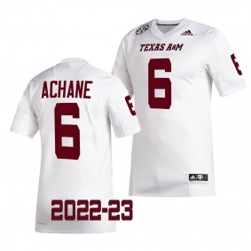 Texas A&M Aggies Devon Achane Jersey 2022-23 College Football White #6 Men's Shirt