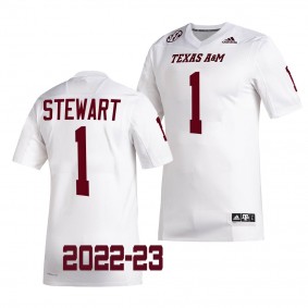 Texas A&M Aggies Evan Stewart Jersey 2022-23 College Football White #1 Men's Shirt