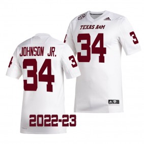 Texas A&M Aggies L.J. Johnson Jr. Jersey 2022-23 College Football White #34 Men's Shirt