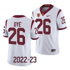 USC Trojans Travis Dye Jersey 2022-23 College Football White #26 Game Men's Shirt