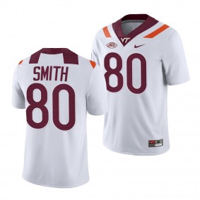 Virginia Tech Hokies Kaleb Smith Jersey 2022-23 College Football White #80 NIL Replica Men's Shirt