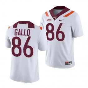 Virginia Tech Hokies Nick Gallo Jersey 2022-23 College Football White #86 NIL Replica Men's Shirt