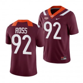 William Ross Virginia Tech Hokies #92 Maroon Jersey 2022-23 College Football Men's NIL Replica Uniform