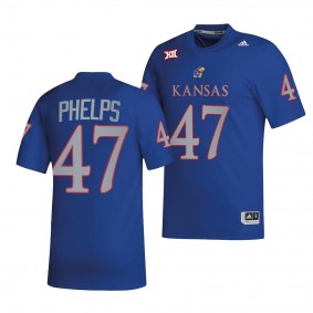 Kansas Jayhawks Lonnie Phelps Jersey 2022 College Football Royal #47 NIL Replica Men's Shirt