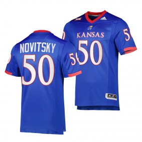 Kansas Jayhawks #50 Mike Novitsky 2022 Premier Football Royal Jersey Men's