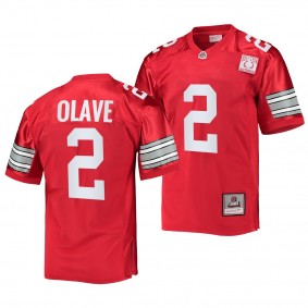 Ohio State Buckeyes #2 Chris Olave 2022 100th Anniversary Scarlet Throwback Jersey Men's