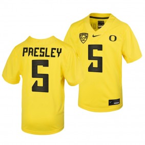 Oregon Ducks Caleb Presley College Football Jersey #5 Gold 2022 Uniform