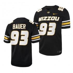 Missouri Tigers Luke Bauer Jersey 2023 NIL Football Black #93 Game Men's Shirt