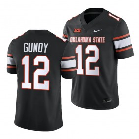 Oklahoma State Cowboys #12 Gunnar Gundy 2023 College Football Black Game Jersey Men's