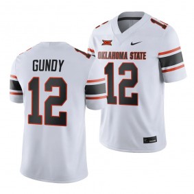 Oklahoma State Cowboys Gunnar Gundy College Football Jersey #12 White 2023 Game Uniform