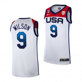 2022 FIBA Women's Basketball World Cup USA A'ja Wilson White #9 Jersey