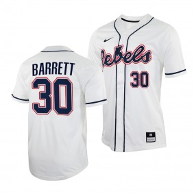 Ole Miss Rebels Aaron Barrett College Baseball White #30 Jersey