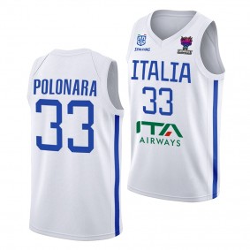 Achille Polonara Italy EuroBasket 2022 White #33 Jersey Away
