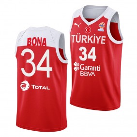 2022 FIBA Basketball World Cup Turkey Adem Bona Away Red #34 Jersey