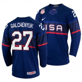 USA Hockey Alex Galchenyuk #27 Navy Away Jersey 2022 IIHF World Championship