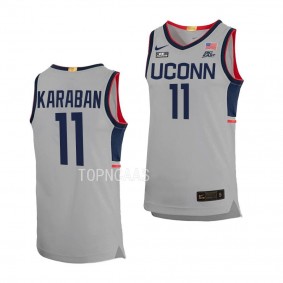 Alex Karaban #11 UConn Huskies Alternate Basketball Limited Jersey Gray
