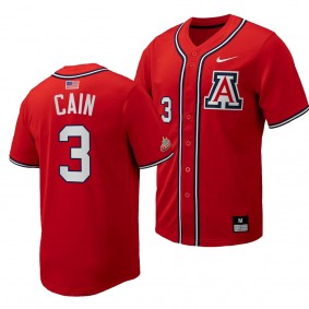 Andrew Cain Arizona Wildcats #3 Replica Baseball Red Full-Button Jersey