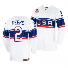 Andrew Peeke USA Hockey 2022 IIHF World Championship White Home Jersey #2